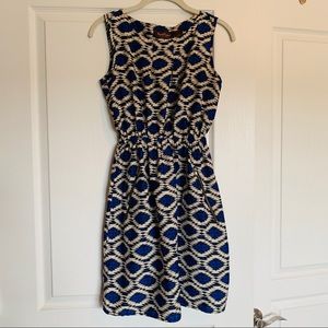 Blue Patterned Silk Dress